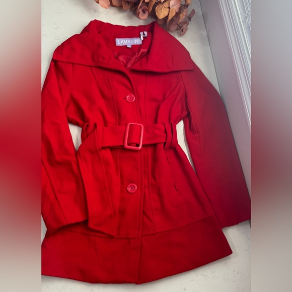 Lamasini Women's Vibrant Red Trench Coat - Picture 2 of 15